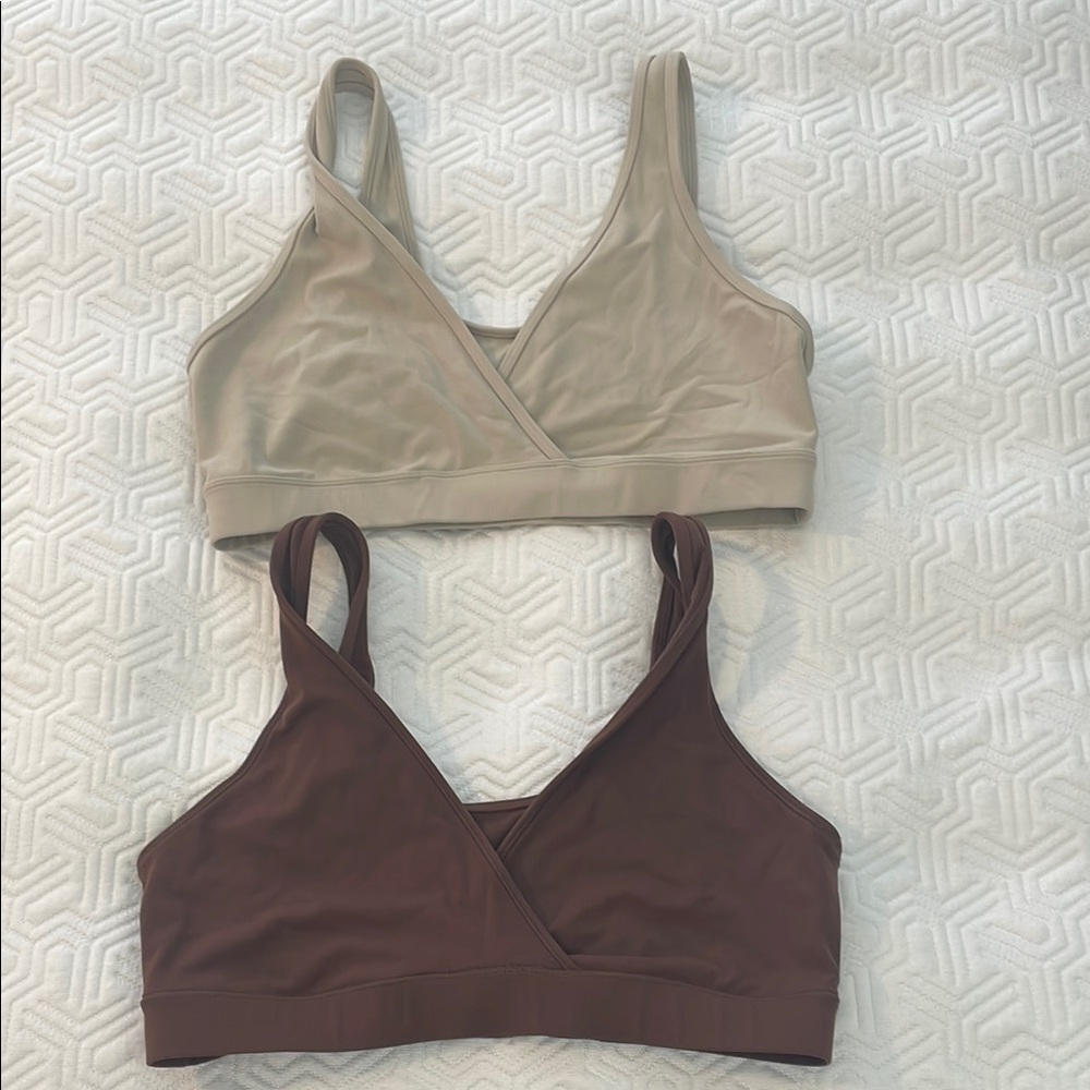 CRZ YOGA Beige and Brown Bra Set